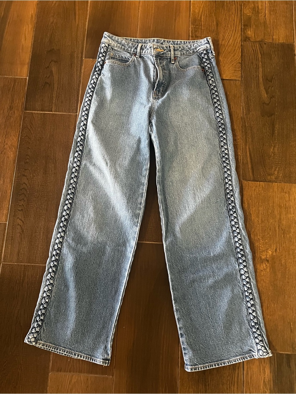 Old Navy Light Blue Flare Jeans with Side Braid Detail